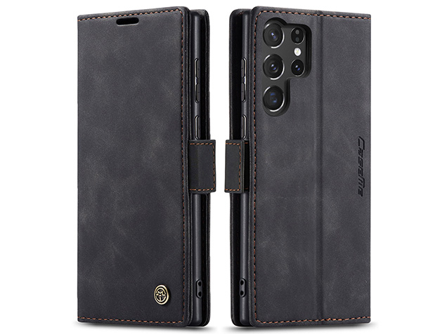CaseMe Slim Synthetic Leather Wallet Case with Stand for Samsung Galaxy S25 Ultra - Charcoal