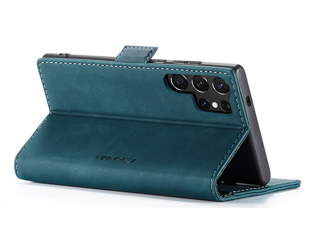 CaseMe Slim Synthetic Leather Wallet Case with Stand for Samsung Galaxy S25 Ultra - Teal