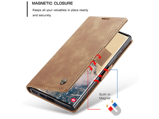 CaseMe Slim Synthetic Leather Wallet Case with Stand for Samsung Galaxy S25 Ultra - Tan