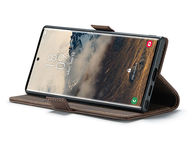 CaseMe Slim Synthetic Leather Wallet Case with Stand for Samsung Galaxy S25 Ultra - Chocolate