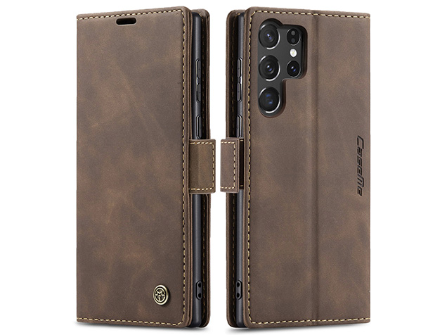 CaseMe Slim Synthetic Leather Wallet Case with Stand for Samsung Galaxy S25 Ultra - Chocolate