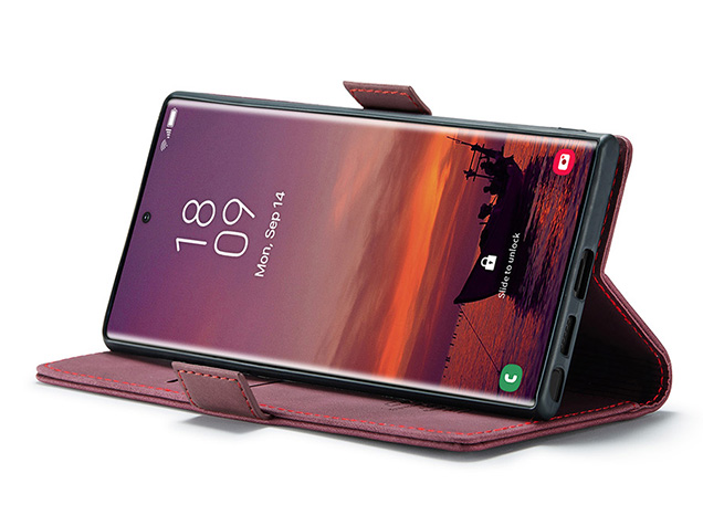 CaseMe Slim Synthetic Leather Wallet Case with Stand for Samsung Galaxy S25 Ultra - Burgundy
