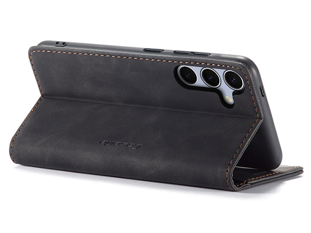 CaseMe Slim Synthetic Leather Wallet Case with Stand for Samsung Galaxy S25+ - Charcoal
