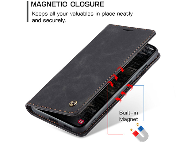 CaseMe Slim Synthetic Leather Wallet Case with Stand for Samsung Galaxy S25+ - Charcoal