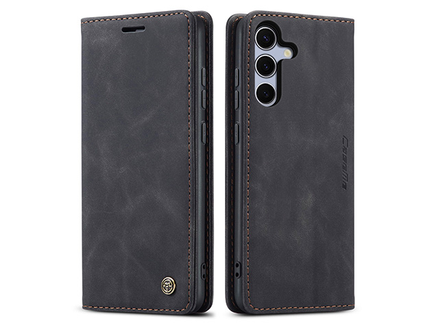 CaseMe Slim Synthetic Leather Wallet Case with Stand for Samsung Galaxy S25+ - Charcoal