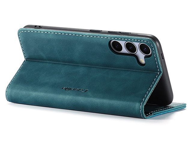 CaseMe Slim Synthetic Leather Wallet Case with Stand for Samsung Galaxy S25+ - Teal