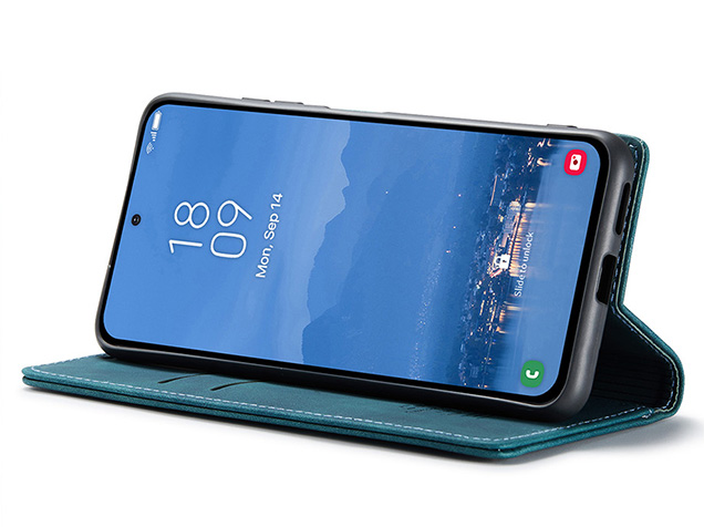 CaseMe Slim Synthetic Leather Wallet Case with Stand for Samsung Galaxy S25+ - Teal