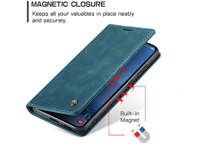 CaseMe Slim Synthetic Leather Wallet Case with Stand for Samsung Galaxy S25+ - Teal