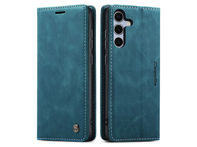 CaseMe Slim Synthetic Leather Wallet Case with Stand for Samsung Galaxy S25+ - Teal