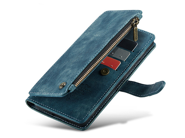 CaseMe Synthetic Leather Wallet Case with Zipper Pocket for Samsung Galaxy S25 Ultra - Teal