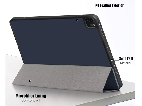 Synthetic Leather Flip Case with Stand for iPad Air 13 inch (2025) - Midnight Blue Leather Flip Case