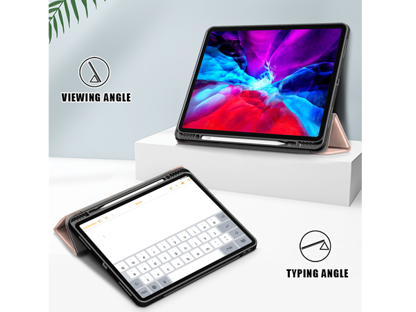 Synthetic Leather Flip Case with Stand for iPad Air 13 inch (2025) - Apricot
