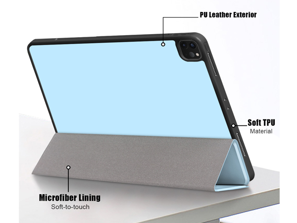Synthetic Leather Flip Case with Stand for iPad Air 13 inch (2025) - Baby Blue Leather Flip Case