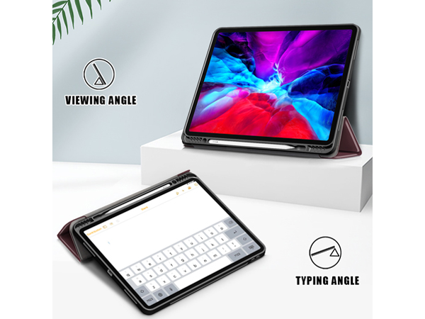 Synthetic Leather Flip Case with Stand for iPad Air 13 inch (2025) - Burgundy