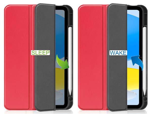Synthetic Leather Flip Case with Stand for iPad 11th Gen (A16) - Red