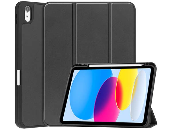 Synthetic Leather Flip Case with Stand for iPad 11th Gen (A16) - Black Leather Flip Case