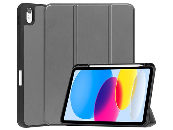 Synthetic Leather Flip Case with Stand for iPad 11th Gen (A16) - Grey Leather Flip Case