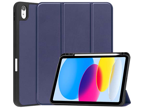 Synthetic Leather Flip Case with Stand for iPad 11th Gen (A16) - Navy Leather Flip Case