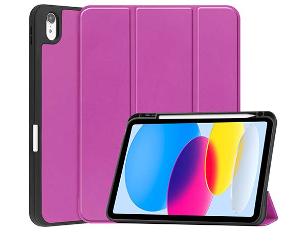 Synthetic Leather Flip Case with Stand for iPad 11th Gen (A16) - Purple Leather Flip Case