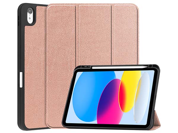 Synthetic Leather Flip Case with Stand for iPad 11th Gen (A16) - Rose Gold Leather Flip Case