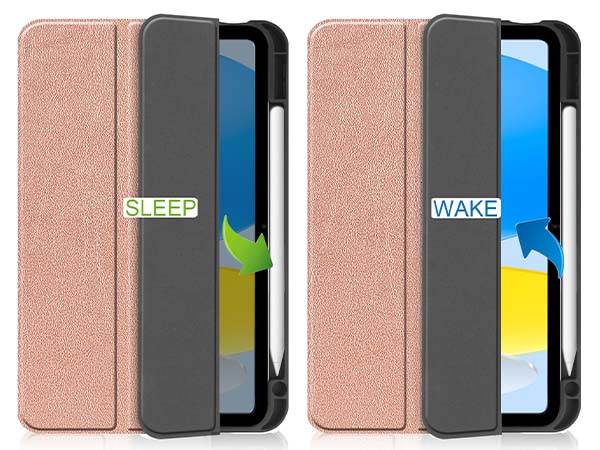 Synthetic Leather Flip Case with Stand for iPad 11th Gen (A16) - Rose Gold