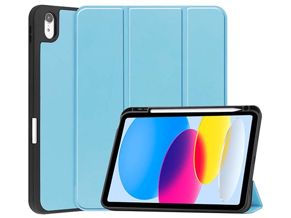 Synthetic Leather Flip Case with Stand for iPad 11th Gen (A16) - Sky Blue Leather Flip Case