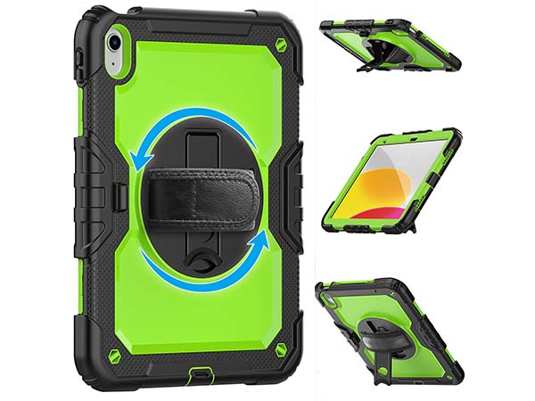 Rugged Impact Case with Strap for iPad 11th Gen (A16) - Green