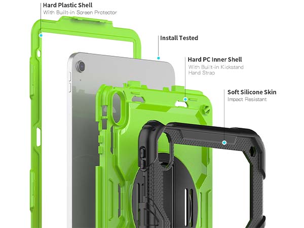 Rugged Impact Case with Strap for iPad 11th Gen (A16) - Green