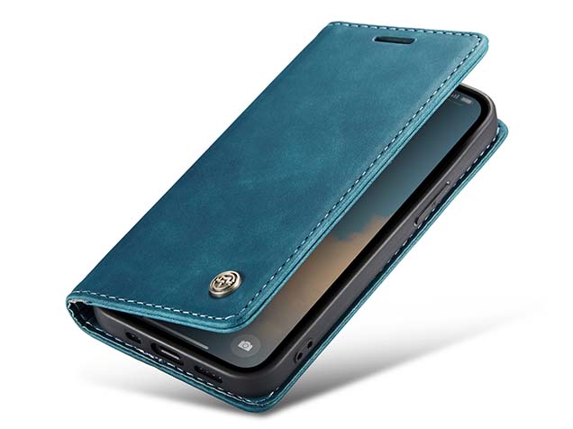 CaseMe Slim Synthetic Leather Wallet Case with Stand for iPhone 16e - Teal Leather Wallet Case
