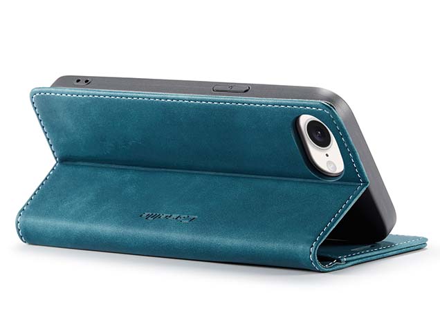 CaseMe Slim Synthetic Leather Wallet Case with Stand for iPhone 16e - Teal