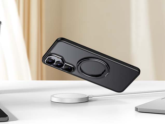 Magnetic Ring Stand Case for Samsung S25 - Black