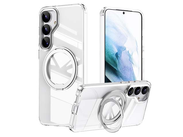 Magnetic Ring Stand Case for Samsung S25+ - Clear Hard Case