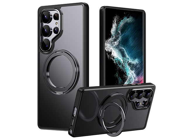 Magnetic Ring Stand Case for Samsung S25 Ultra - Black Hard Case