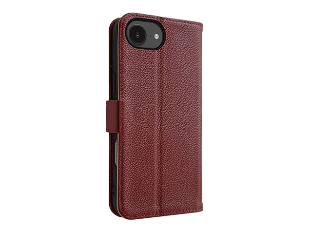 Premium Leather Wallet Case for Apple iPhone 16e - Rosewood Leather Wallet Case