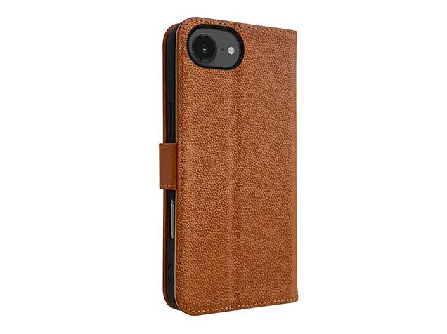 Premium Leather Wallet Case for Apple iPhone 16e - Caramel Leather Wallet Case