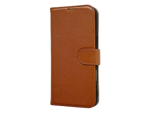 Premium Leather Wallet Case for Apple iPhone 16e - Caramel