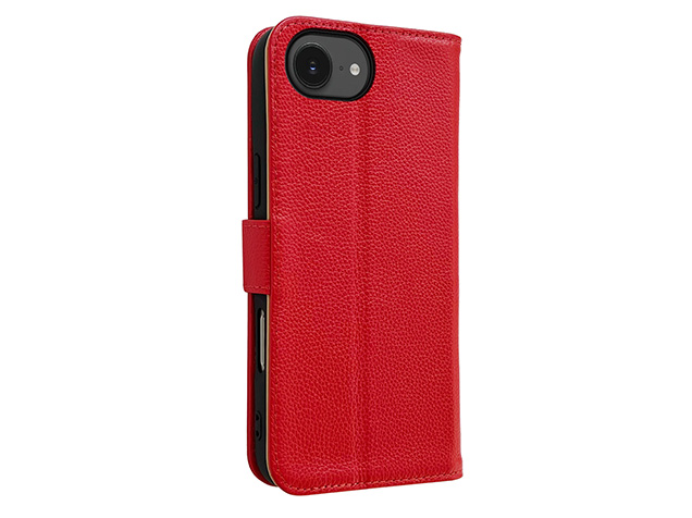 Premium Leather Wallet Case for Apple iPhone 16e - Red Leather Wallet Case