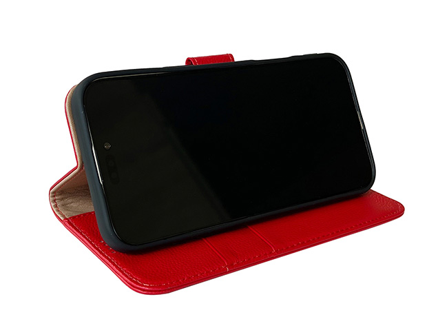 Premium Leather Wallet Case for Apple iPhone 16e - Red