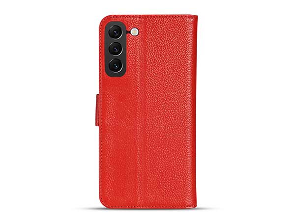 Premium Leather Wallet Case for Samsung Galaxy S25+ - Red Leather Wallet Case