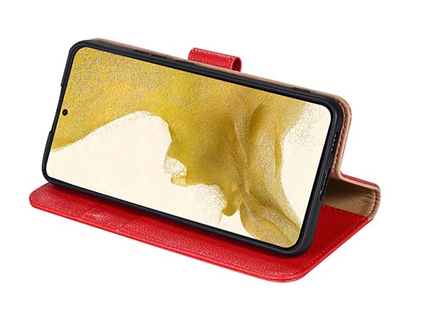 Premium Leather Wallet Case for Samsung Galaxy S25+ - Red
