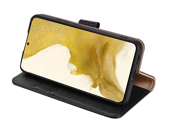 Premium Leather Wallet Case for Samsung Galaxy S25+ - Black