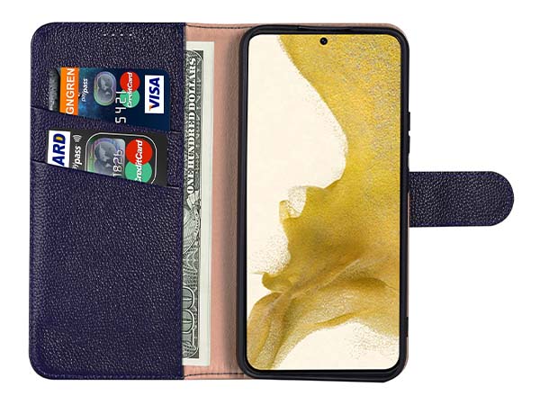 Premium Leather Wallet Case for Samsung Galaxy S25+ - Midnight Blue