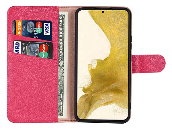 Premium Leather Wallet Case for Samsung Galaxy S25+ - French Rose