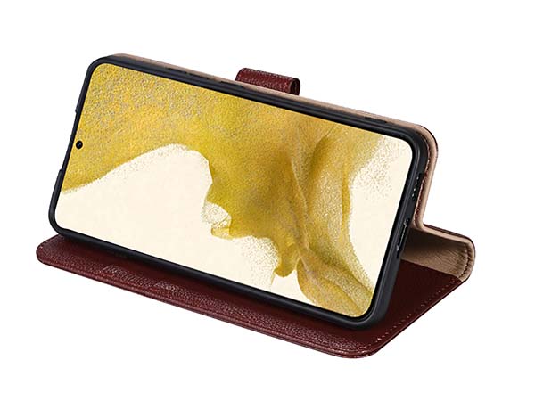Premium Leather Wallet Case for Samsung Galaxy S25+ - Rosewood