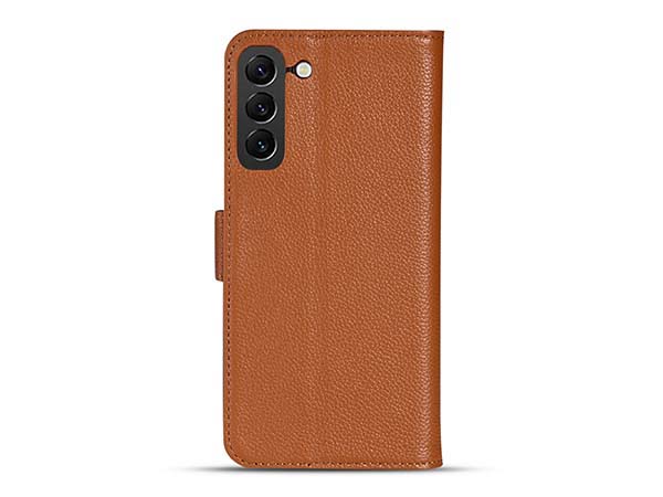 Premium Leather Wallet Case for Samsung Galaxy S25+ - Caramel Leather Wallet Case