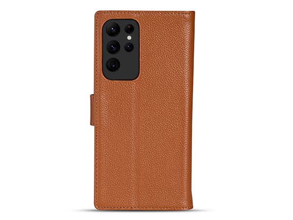 Premium Leather Wallet Case for Samsung Galaxy S25 Ultra - Caramel Leather Wallet Case