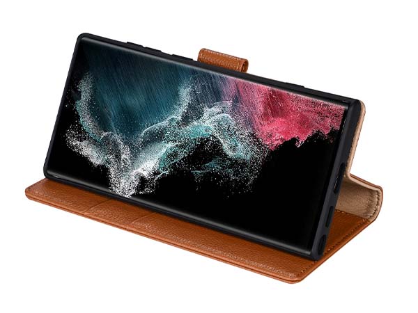 Premium Leather Wallet Case for Samsung Galaxy S25 Ultra - Caramel