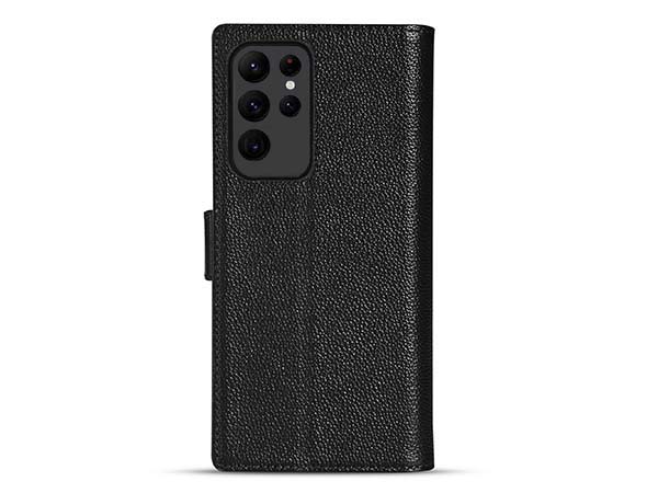 Premium Leather Wallet Case for Samsung Galaxy S25 Ultra - Black Leather Wallet Case