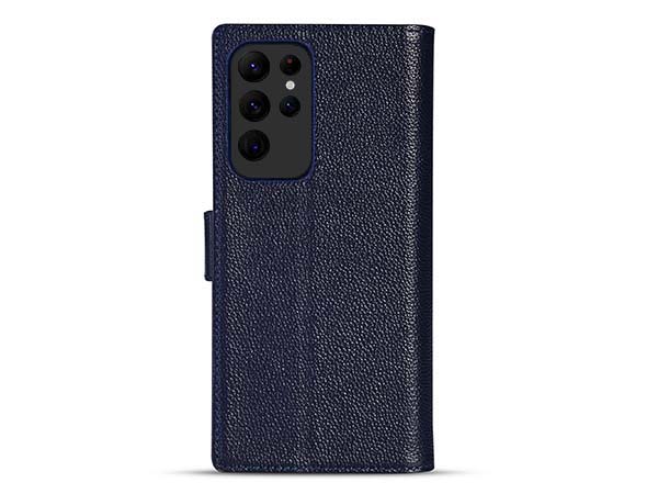 Premium Leather Wallet Case for Samsung Galaxy S25 Ultra - Midnight Blue Leather Wallet Case
