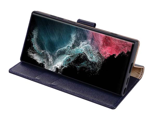 Premium Leather Wallet Case for Samsung Galaxy S25 Ultra - Midnight Blue